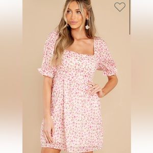 Red Dress - Surprising Delight Pink Floral Print Dress
